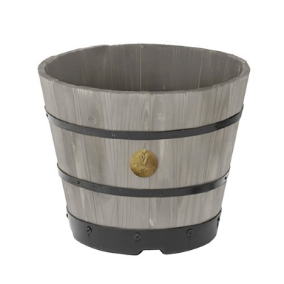Wood Barrel Planter (High) Gray
