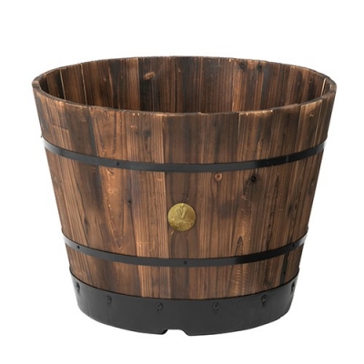 Wood Barrel Planter (460) Na