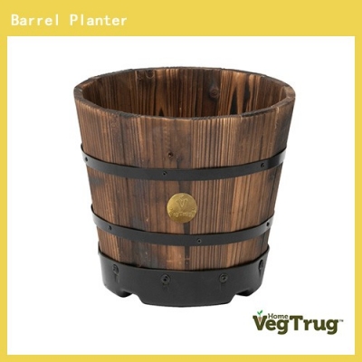 Wood Barrel Planter (High) Na